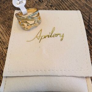 #97 - Aprilery Chunky Statement Ring CZ Ring Belt Costume Cocktail Ring Size 9